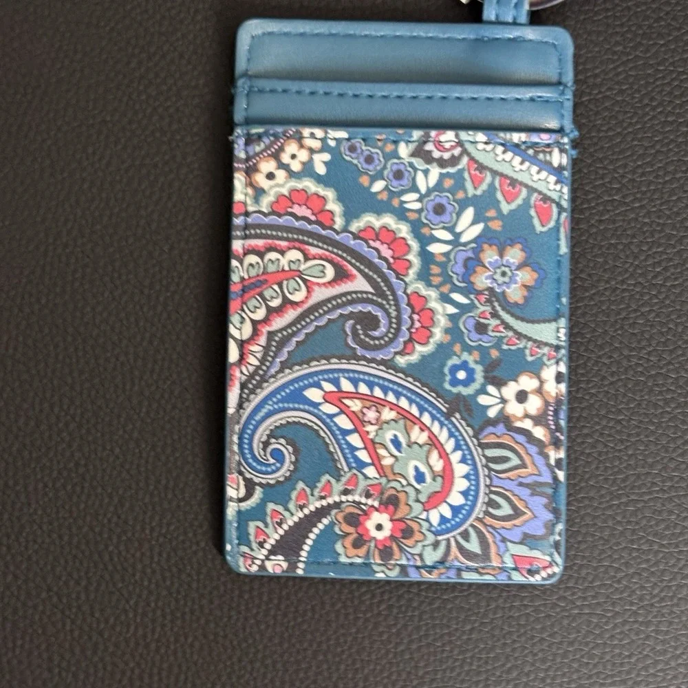 NWT VERA BRADLEY  Blue ID Case & Lanyard Cards Key Chain Holder Bracelet